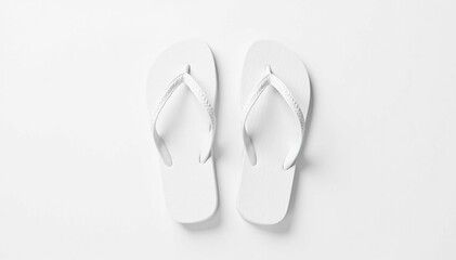 Pair of white flip-flops, isolated on seamless white , flip-flops, clean