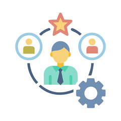 Business team collaboration with workflow and success icon