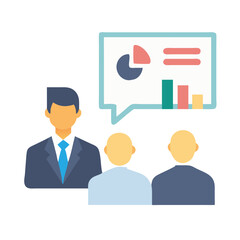 Business Presentation Meeting: Leader Showing Graphs and Data