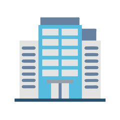 Stylized blue and gray commercial office building image