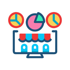 Online marketplace analysis on computer screen, data analysis