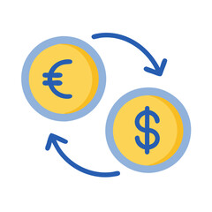 Euro and Dollar exchange icon; Currency convert concept