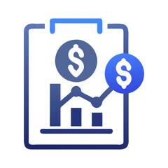 Finance report and earnings graphic on clipboard icon