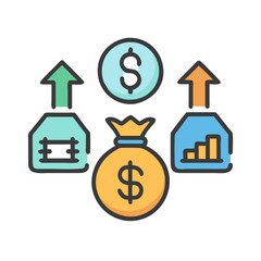 Wealth Growth Icons: Investment, Finance, and Financial Success