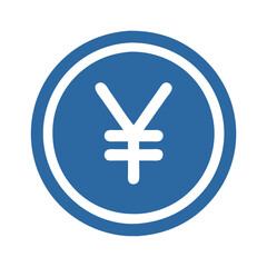 Blue Yen Currency Symbol in Circle on Black Background