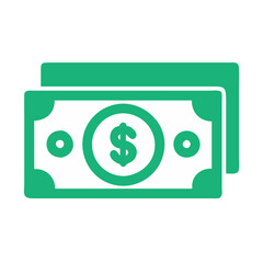 Green Money Icon: Dollar Bills Illustration on Black