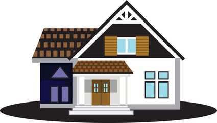illustration of a house,Exterior of the residential house front view retro style illustration