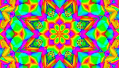 Vibrant Rainbow Kaleidoscope Pattern Bright Colorful Psychedelic Design