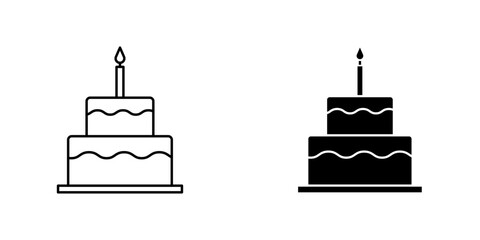 Birthday cake icon vector illustration for web, ui designs