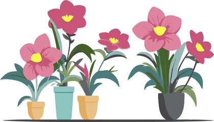 A set of vibrant floral vector illustrations, ideal for spring-themed design projects and digital scrapbooking.