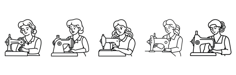 Line Art Tailoring Set – Seamstress, Needlework, and Dressmaking Tools Outline Collection