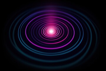 Fototapeta premium Abstract glowing circles background with concentric, light, and vibrant neon colors, creating a mesmerizing and hypnotic effect on a dark scene background.