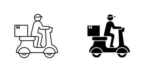 Delivery man riding motorcycle icon vector illustration for web, ui designs