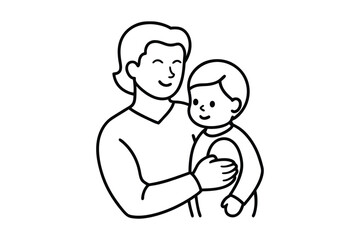 mother and baby line art design