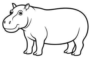 Minimalist Hippo Line Art