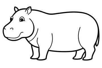 Minimalist Hippo Line Art