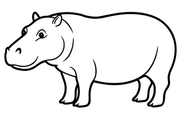 Minimalist Hippo Line Art