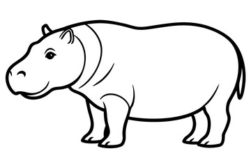 Minimalist Hippo Line Art