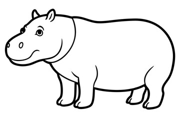 Minimalist Hippo Line Art