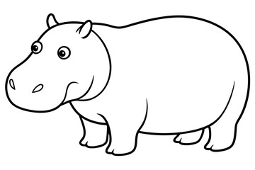 Minimalist Hippo Line Art