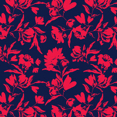 silhouette meadow flowers seamless pattern, Retro style design for fashion , fabric, web, wallpaper ,wrapping and all prints on vintage background
