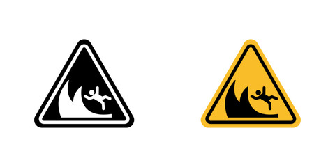 High sea waves warning signs vector illustration for web, ui designs