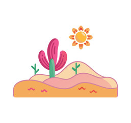 Desert Bloom Vector Illustration on White Background
