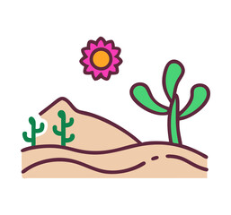 Desert Bloom Vector Illustration on White Background
