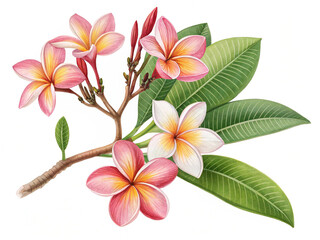 Naklejka premium Tropical flowers frangipani plumeria isolated on transparent background