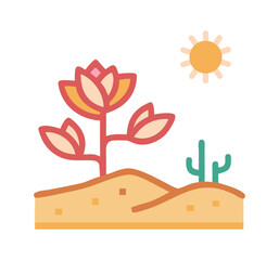 Desert Bloom Vector Illustration on White Background
