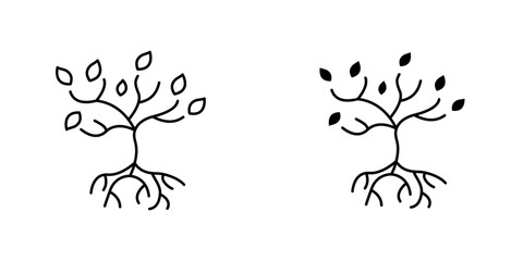 Tree with roots and leaves icon vector illustration for web, ui designs