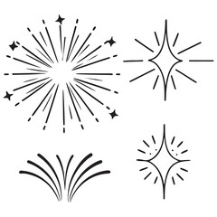 Obraz premium line sparkle vector set, comic style decorative lines, burst effects, and dynamic radial patterns in black for enhancing illustrations, comics, and graphic designs