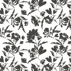 silhouette meadow flowers seamless pattern, Retro style design for fashion , fabric, web, wallpaper ,wrapping and all prints on vintage background  © amna