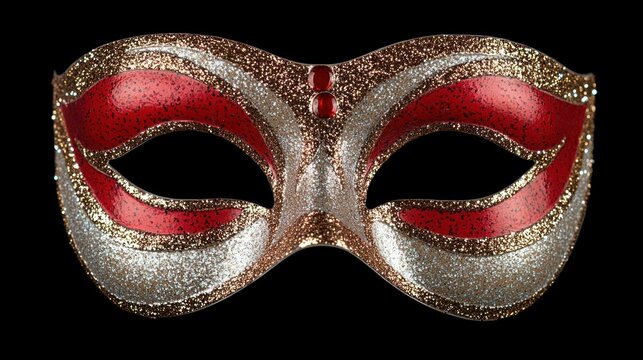 Masquerade mask shimmers, inviting mystery, celebration, elegant anonymity, glamorous disguise, intrigue, culture, tradition.