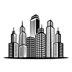 Fototapeta premium Monochrome Cityscape Skyline with Tall Buildings, Modern Architecture, and Urban Landscape