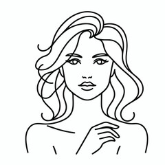adult woman line art vector