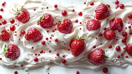Fresh strawberries in creamy white sauce
