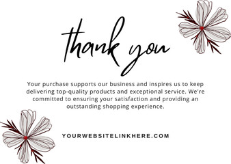 Obraz premium Minimalistic Blossom line Flower Thank You Shopping/Business Card