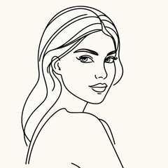 adult woman line art vector