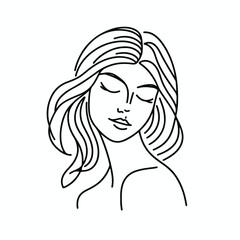 adult woman line art vector