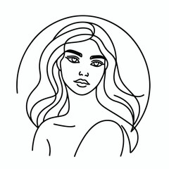 adult woman line art vector