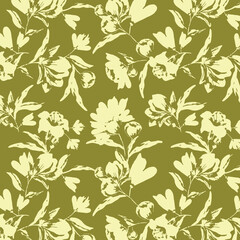 silhouette meadow flowers seamless pattern, Retro style design for fashion , fabric, web, wallpaper ,wrapping and all prints on vintage background
