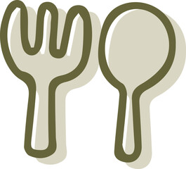 フォークとスプーンのセットの手描きアイコンイラスト