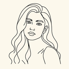 adult woman line art vector