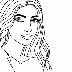adult woman line art vector