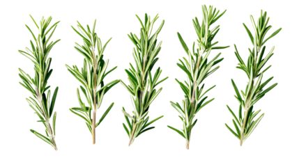 Fresh Rosemary Sprigs Arranged on Transparent Background for Culinary Concepts