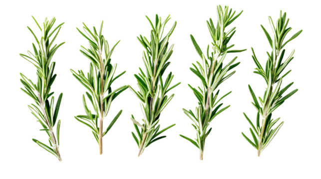 Fresh Rosemary Sprigs Arranged on Transparent Background for Culinary Concepts