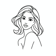 adult woman line art vector