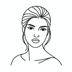 adult woman line art vector