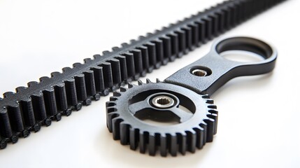 Black Gear with Rack, and Pulley.